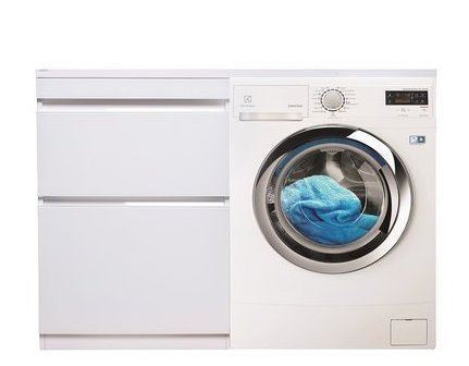 Тумба с раковиной Style Line Даймонд 120 L Люкс белый лакобель под стиральную машину уценка