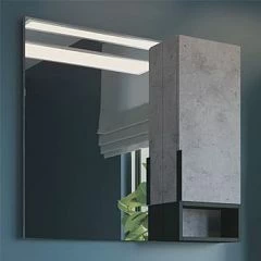 Зеркало-шкаф Comforty Франкфурт 90 бетон светлый/черный матовый R