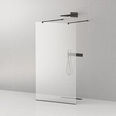 Душевая перегородка Cezares LIBERTA-L-2-100-C-NERO Walk-in 100*195 L/R с возможностью двустороннего входа, стекло прозрачное, профиль черный без поддона