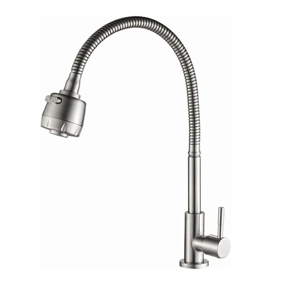 Кран без смешивания Haiba HB4181 гибкий излив сатин