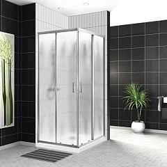 Душевой уголок BelBagno UNO-195-A-2-100-CH-Cr 100*100*198 (с поддоном 100*100*3 черный матовый)