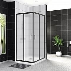 Душевой уголок BelBagno UNO-195-A-2-90-P-NERO 90*90*198,5 (с поддоном TRAY-M-A-35-W 90*90*3,5)