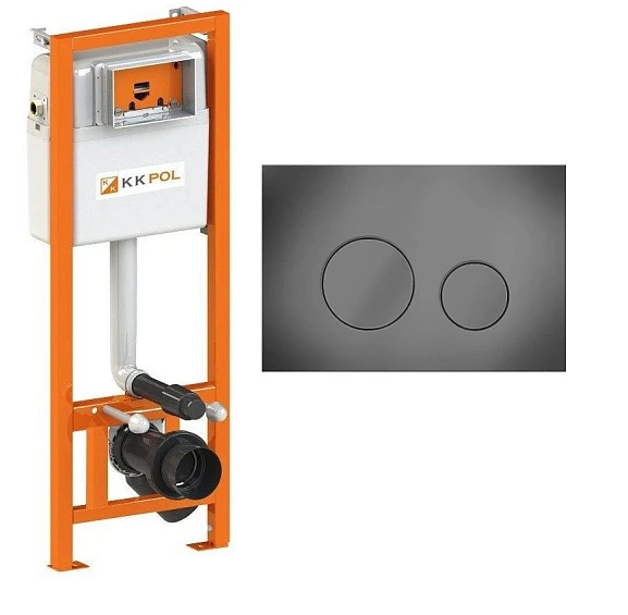 Инсталляция для унитаза KKPol Economic ZSP/M400/0/K (350/ZPW/400-00-E0) 112*40*15,5 с кнопкой вороненая сталь