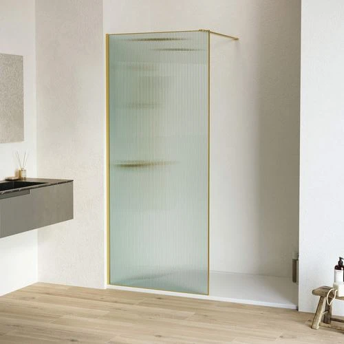 Душевая перегородка RGW Walk-in WA-08-G 70*195 стекло рифленое профиль брашированное золото без поддона