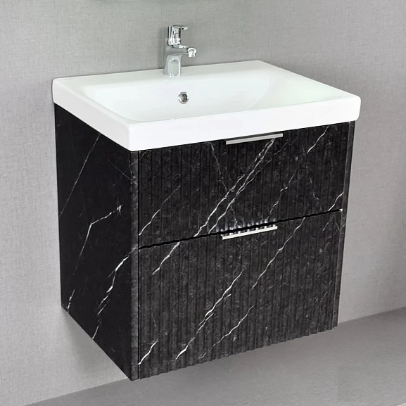 Тумба с раковиной Alavann Anna 60 черный мрамор (раковина Moduo 60)