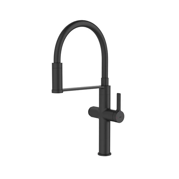 Смеситель Iddis Ikon IKNBLFFi05 для кухни гибкий излив с функцией подключения фильтра черный матовый
