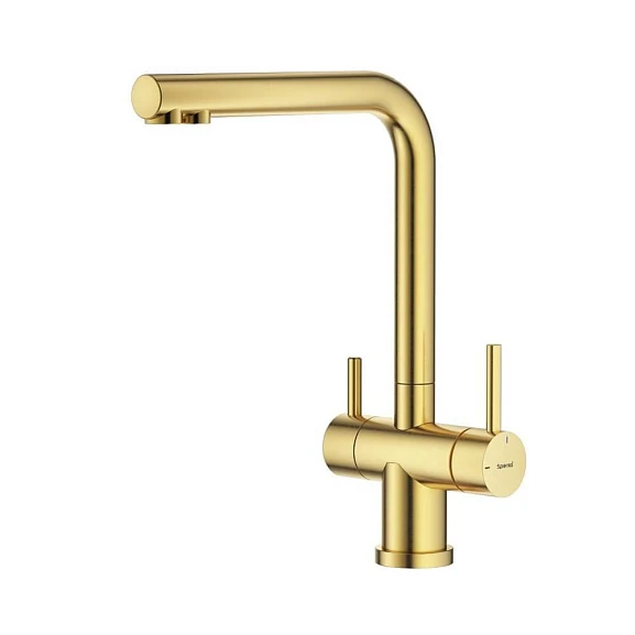 Смеситель Splenka S70.61.03 для кухни с функцией подключения фильтра золотой сатин
