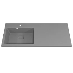 Полувстраиваемая раковина Uperwood Cosmos Quartz 120*48 L для установки над стиральной машиной, серый шелк Полувстраиваемая раковина Uperwood Cosmos Quartz 120*48 L для установки над стиральной машиной, серый шелк