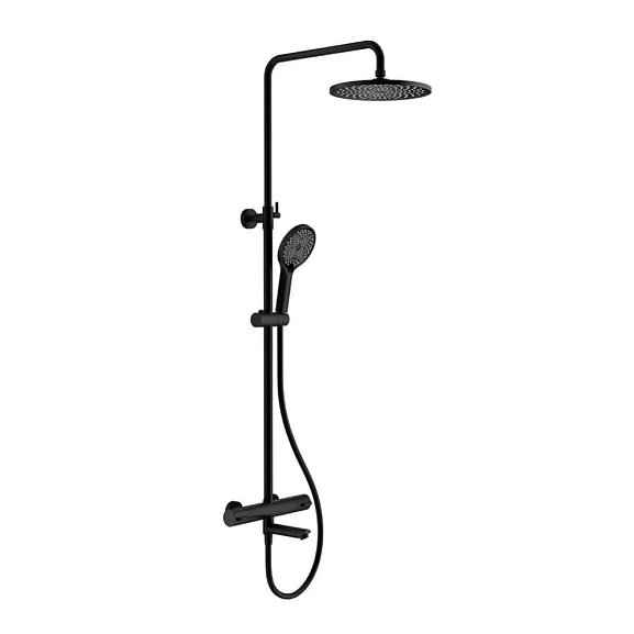 Душевая стойка Splenka S223.26.06 с термостатом и изливом черная матовая