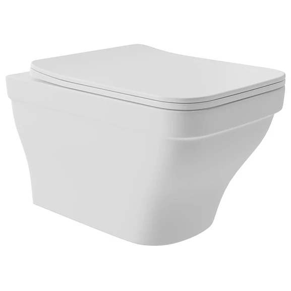 Подвесной унитаз Aqueduto Esteta 36,5*52 безободковый с крышкой-сиденьем микролифт белый матовый