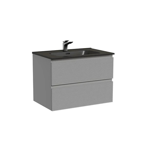 Тумба с раковиной Sancos Folk 70 Ergraut soft (раковина Element CN7007MB черная матовая)