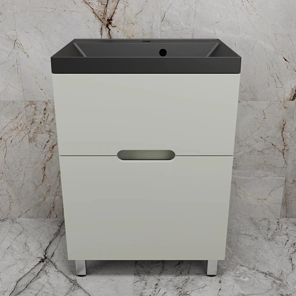 Тумба с раковиной Style Line Матис 60 напольная олива (раковина Asti 60*45 антрацит)