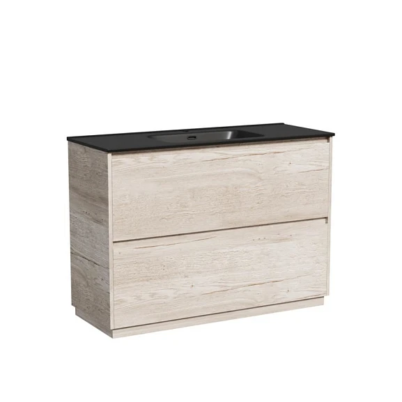 Тумба с раковиной Sancos Libra 120 напольная дуб галифакс натуральный (раковина Element CN7006MB черная матовая)