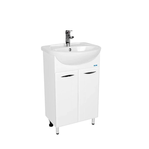 Тумба с раковиной Viant Прага VPRA55AN-T2ST 55 напольная белый глянец (раковина Антик 55)