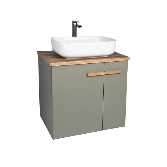 Тумба с раковиной Viant Мюнхен VMUN60NH-T2STP 60 подвесная со столешницей L60 хаки (раковина Moduo 50 Square)