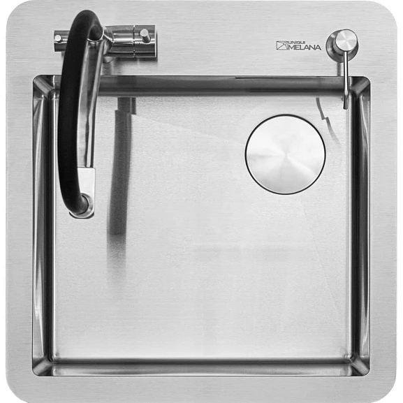 Кухонная мойка Melana ProfLine 52*54 врезная прямоугольная сатин с дозатором
