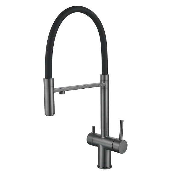 Смеситель Shevanik для кухни с подключением фильтра S178T оружейная сталь