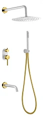 Душевой комплект Boheme Uno 464-2-WG с изливом белый матовый/золото