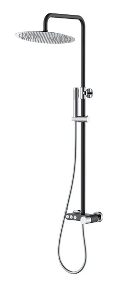 Душевая стойка Boheme Stick 128-BCR с изливом черная матовая/хром, ручка Diamond