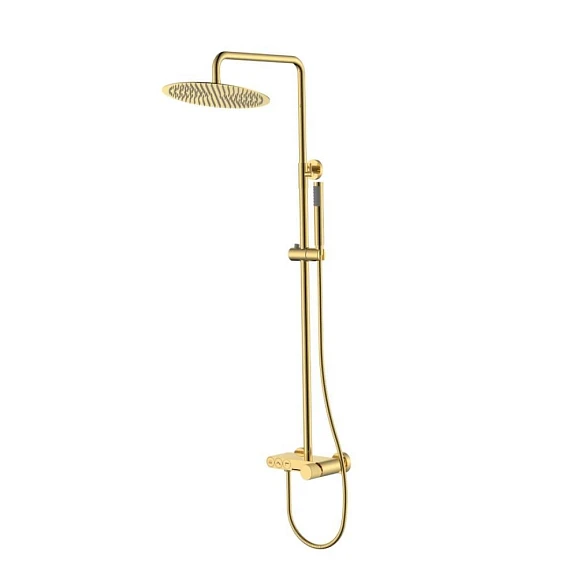 Душевая стойка Boheme Stick 128-GG.3 с изливом золото, ручка Linea