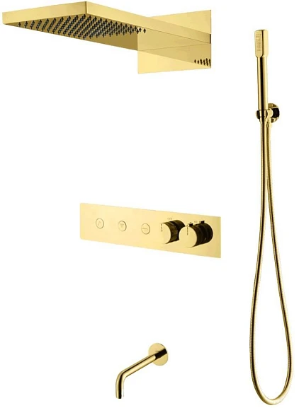 Душевой комплект Boheme Fusion 131-2-G с термостатом и изливом золото