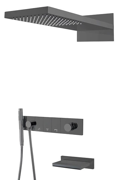 Душевой комплект Boheme Zodiac 132-2-SGM с изливом графит глянец