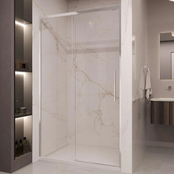 Душевая дверь в нишу Vincea Stella 150*200 стекло прозрачное профиль хром без поддона