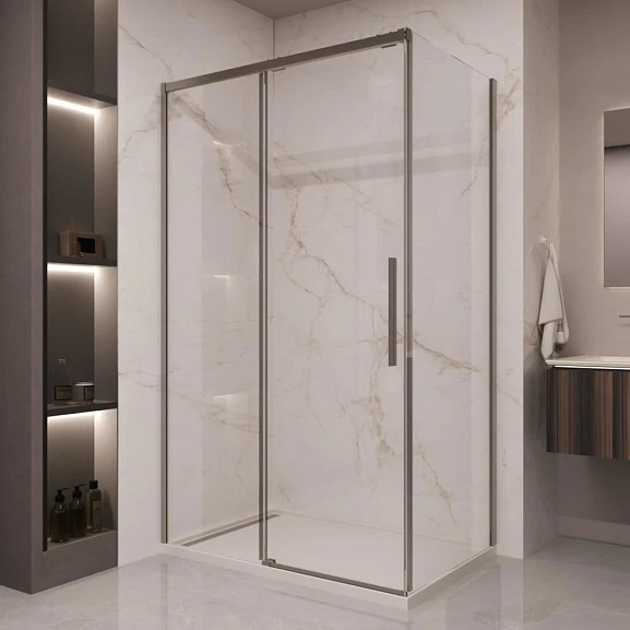 Душевой уголок Vincea Stella 110*100 профиль вороненая сталь без поддона