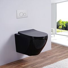 Подвесной унитаз Esbano Azalea 36,5*48 Black безободковый с крышкой-сиденьем микролифт Slim