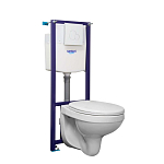 Комплект инсталляции Santeri Альфа (унитаз с крышкой-сиденьем + система инсталляции с белой клавишей смыва)