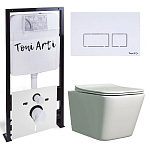 Комплект инсталляции Toni Arti Noche, клавиша смыва Noche белая глянцевая