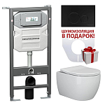Комплект инсталляции Ceramicanova Envision, унитаз Play Rimless, клавиша смыва Round черная Комплект инсталляции Ceramicanova Envision, унитаз Play Rimless, клавиша смыва Round черная