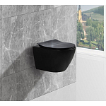 Подвесной унитаз Esbano Amapola 36,5*53 Matt Black безободковый с крышкой-сиденьем микролифт Slim Подвесной унитаз Esbano Amapola 36,5*53 Matt Black безободковый с крышкой-сиденьем микролифт Slim