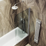 Душевая шторка на ванну MaybahGlass MGV-599-5 70*140 профиль матовый хром стекло прозрачное