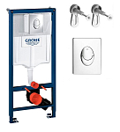Система инсталляции для унитазов Grohe Rapid SL 38721001 клавиша смыва глянцевый хром Система инсталляции для унитазов Grohe Rapid SL 38721001 клавиша смыва глянцевый хром