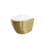 Подвесной унитаз Grossman Color GR-4455GWS 36*49 золото (белый внутри) безободковый с крышкой-сиденьем микролифт Slim Подвесной унитаз Grossman Color GR-4455GWS 36*49 золото (белый внутри) безободковый с крышкой-сиденьем микролифт Slim