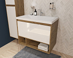 Тумба с раковиной Эстет Monaco Wood 80 белый/на выбор/дуб рустикальный 1 ящик, ниша Тумба с раковиной Эстет Monaco Wood 80 белый/на выбор/дуб рустикальный 1 ящик, ниша