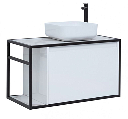 Тумба с раковиной Aquanet Nova Lite Loft 90 белый глянец R